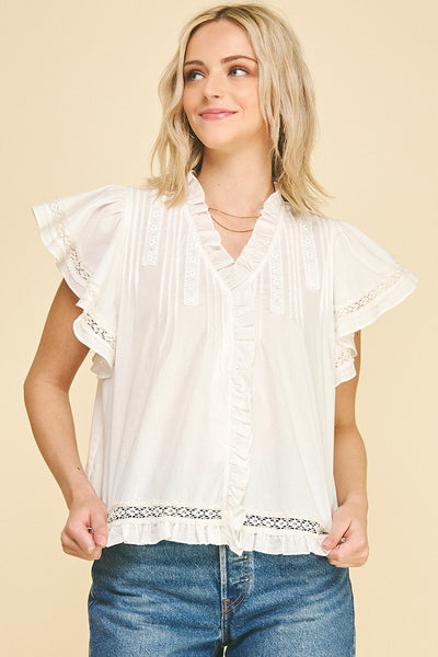 Lace Trim Detailed Blouse - Ivory