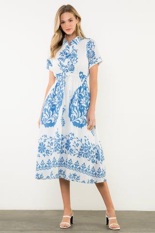 Lanie Button Up Midi - Blue