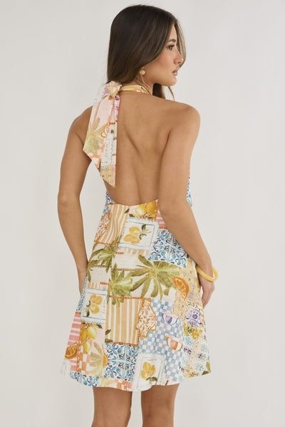 Las Palmas Halter Mini Dress - Multi