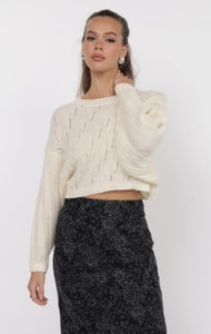 Leia Crop Sweater - Ivory