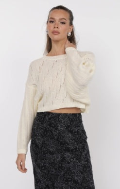 Leia Crop Sweater - Ivory