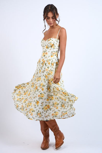 Lemon Floral Underwire Midi - Yellow