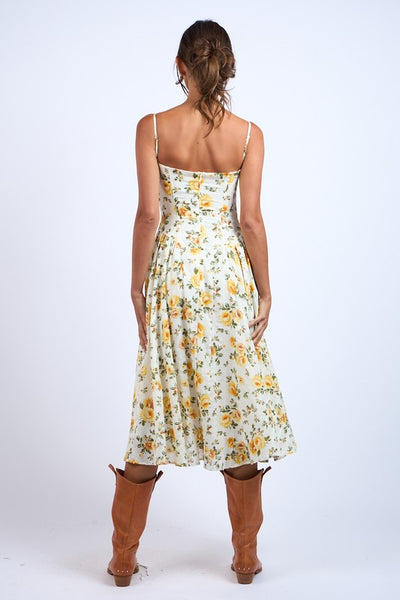 Lemon Floral Underwire Midi - Yellow