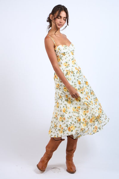 Lemon Floral Underwire Midi - Yellow