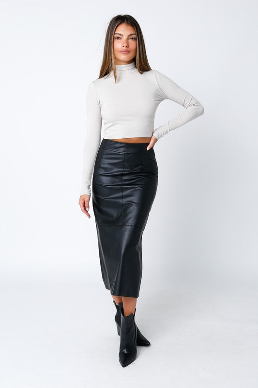 Lenore Pu Midi Skirt - Black