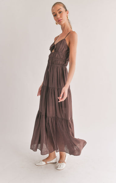 Light A Fire Tie Front Maxi - Brown