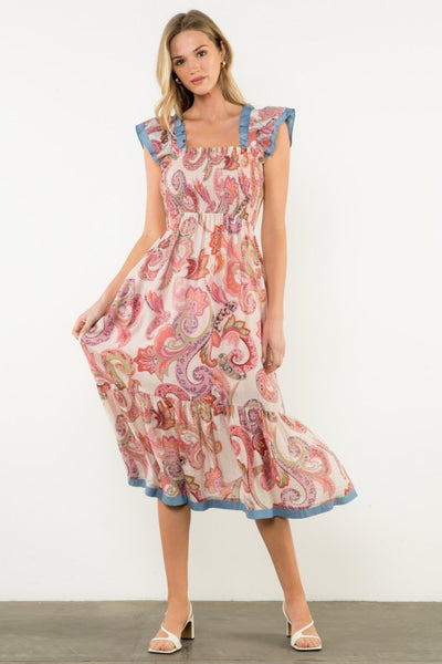 Lila Flutter Sleeve Maxi Dress - Pink