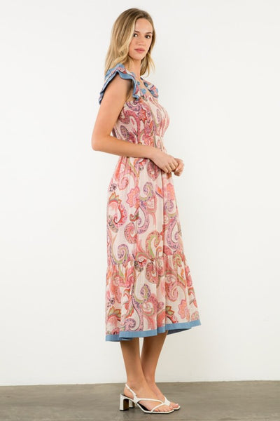 Lila Flutter Sleeve Maxi Dress - Pink
