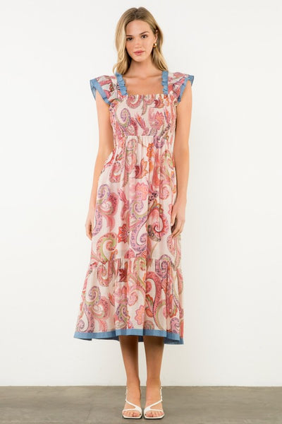 Lila Flutter Sleeve Maxi Dress - Pink