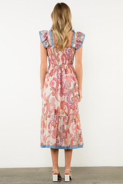 Lila Flutter Sleeve Maxi Dress - Pink