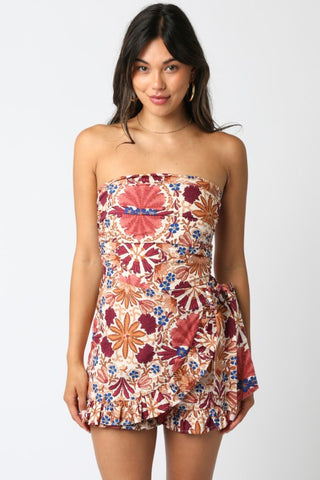 Lilia Floral Romper - Rust
