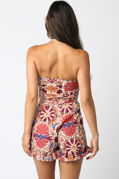 Lilia Floral Romper - Rust