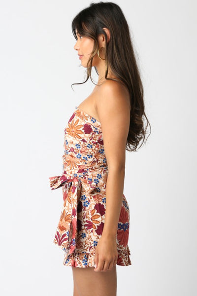 Lilia Floral Romper - Rust
