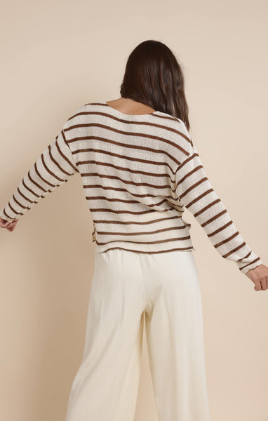Lingering V Neck L/S Top - Brown