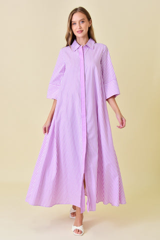 Long Sleeve Maxi Shirt Dress - Striped