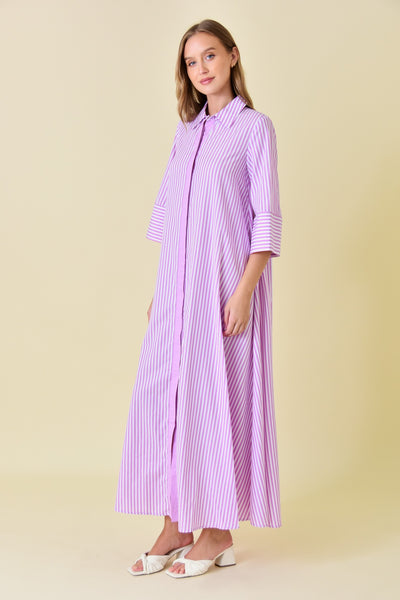 Long Sleeve Maxi Shirt Dress - Striped