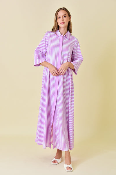 Long Sleeve Maxi Shirt Dress - Striped