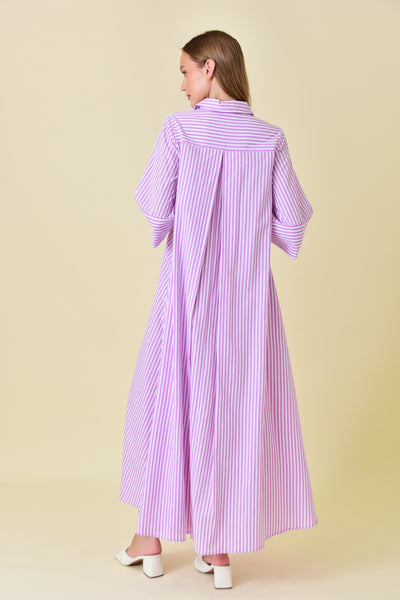 Long Sleeve Maxi Shirt Dress - Striped