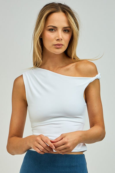 Lora Asymmetrical One Shoulder - White