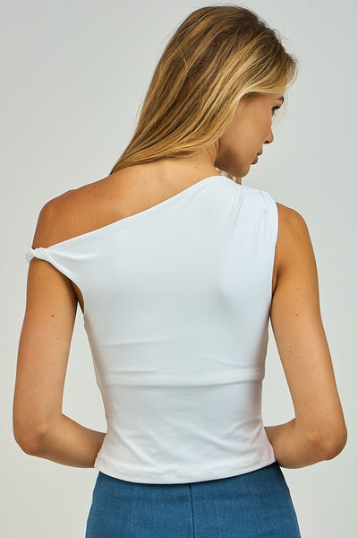 Lora Asymmetrical One Shoulder - White