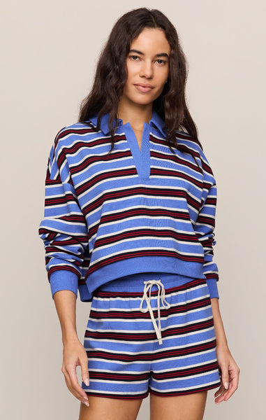 Low Key Stripe Henley - Blue
