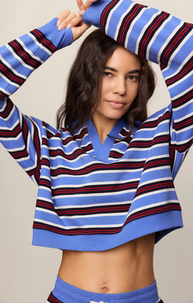 Low Key Stripe Henley - Blue