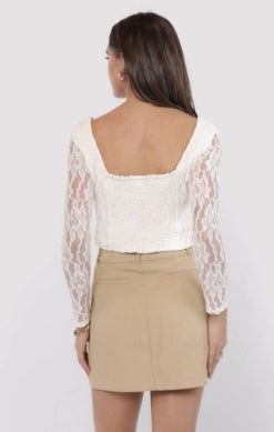 Low Lights Lace Crop - White