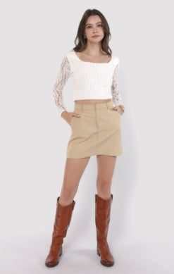 Low Lights Lace Crop - White