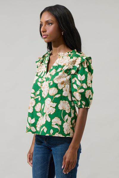 Lucena Poplin Top - Green