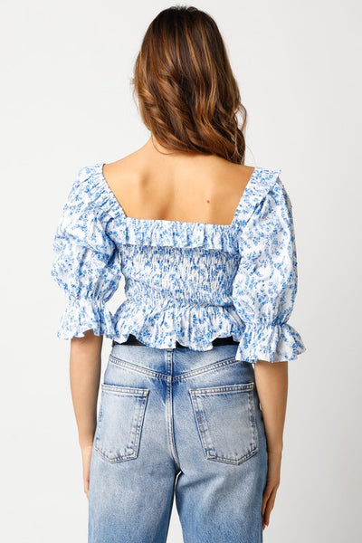 Lucy Square Neck Top - Blue