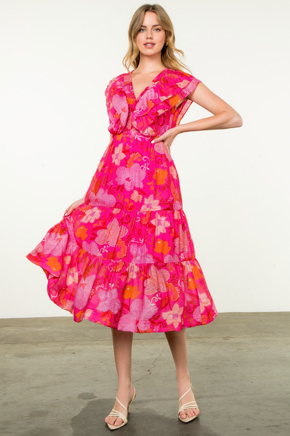 Macy Flutter Sleeve Dress - Floral Print