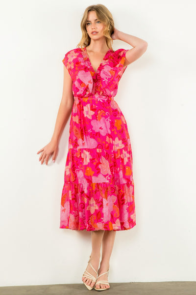 Macy Flutter Sleeve Dress - Floral Print