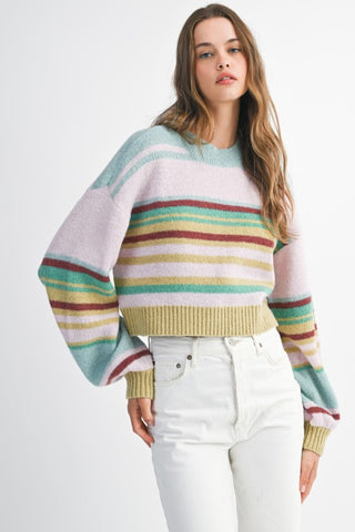 Macy Stripe Crew Neck Pullover - Multi
