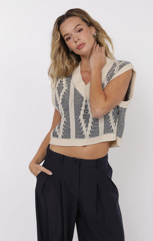 Macy Two Tone Vest - Navy