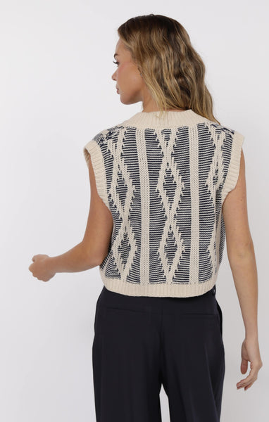 Macy Two Tone Vest - Navy
