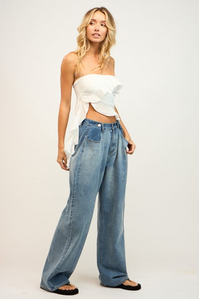 Maddy Tiered Ruffle Crop Top - White