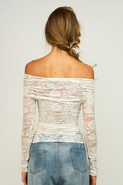 Mae Off Shoulder Lace Top - Ivory