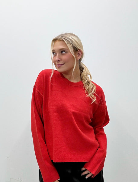 Malika Crew Neck Pullover - Red