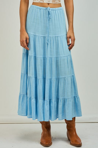 Malory Tiered Maxi Skirt - Blue