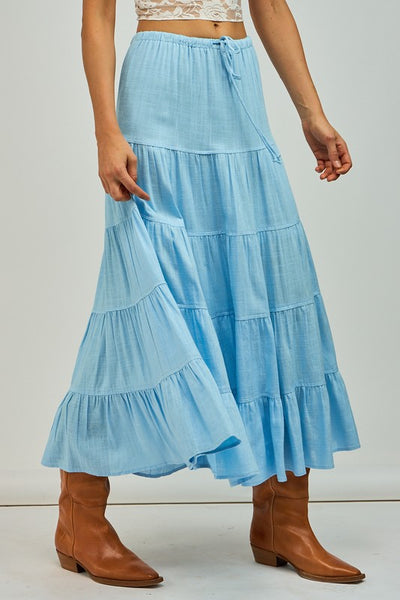 Malory Tiered Maxi Skirt - Blue