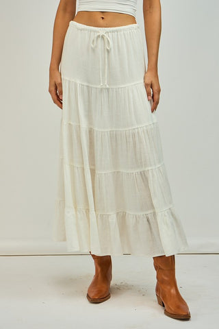 Malory Tiered Maxi Skirt - White