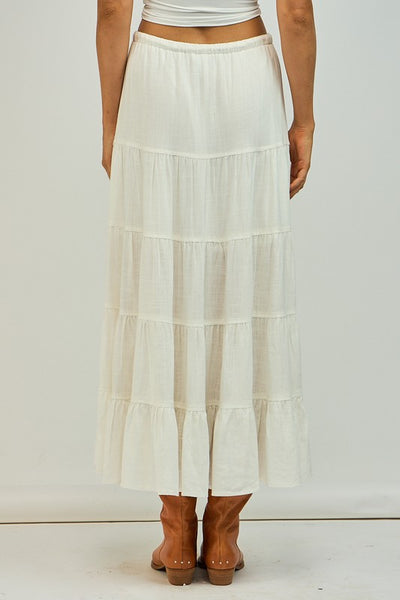 Malory Tiered Maxi Skirt - White