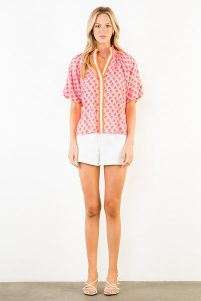 Mandy Puff Sleeve Floral Top - Red