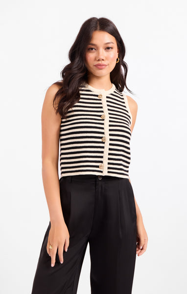 Manon Stripe Sweater Vest - Ivory