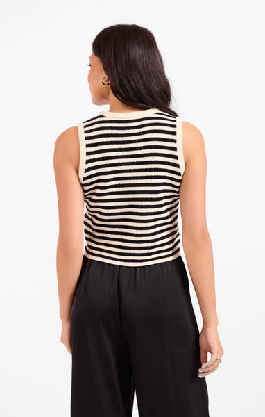 Manon Stripe Sweater Vest - Ivory