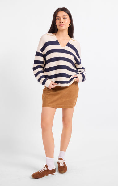 Manuscript Stripe Sweater - Navy