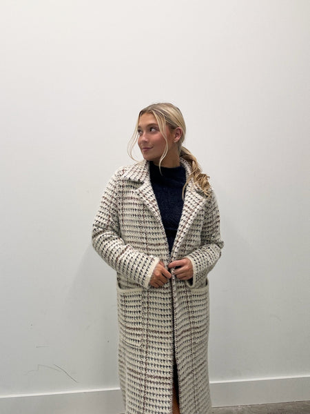 Marceau Houndstooth Coat - Ivory