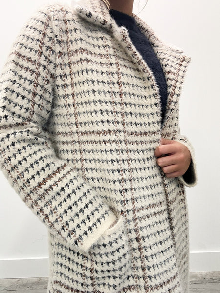 Marceau Houndstooth Coat - Ivory