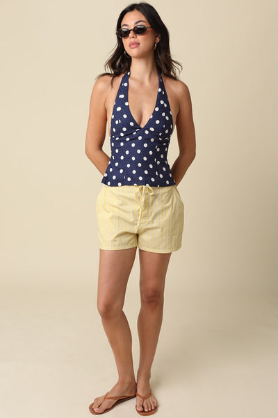 Marcelline Polka Dot Halter - Navy