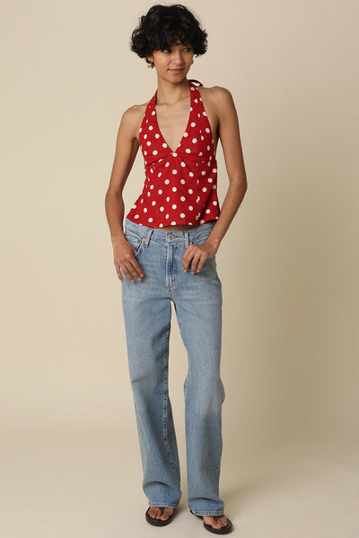 Marcelline Polka Dot Halter - Red